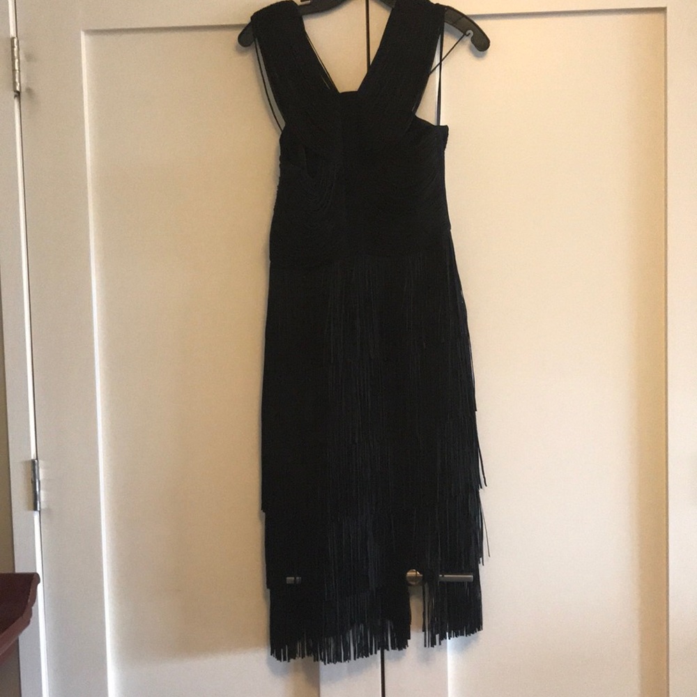 BCBG black fringe dress